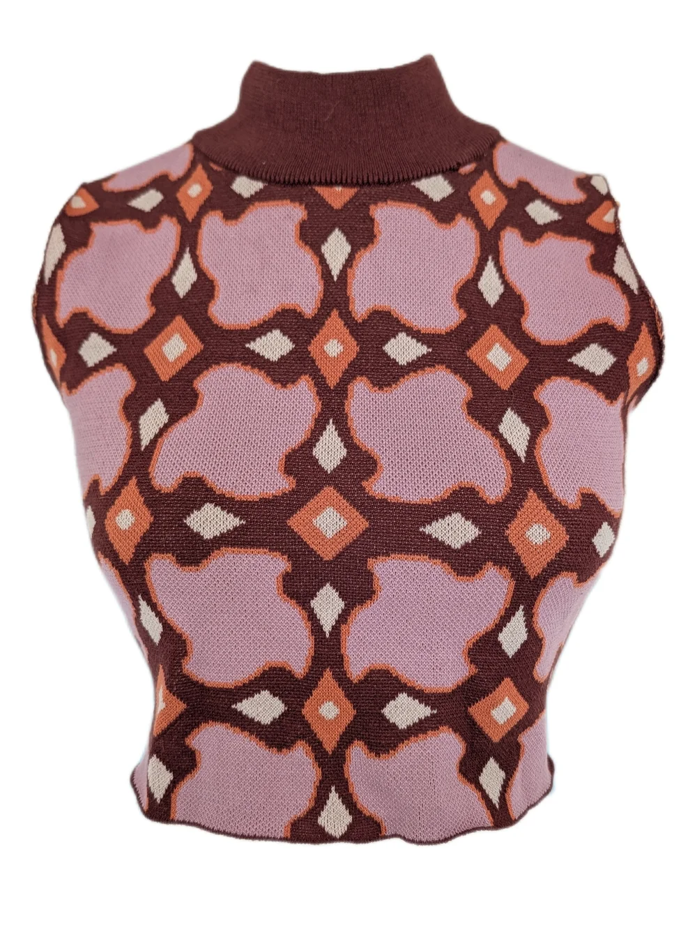 Cider Sleeveless Sweater Vest in Pink, Brown & Cream